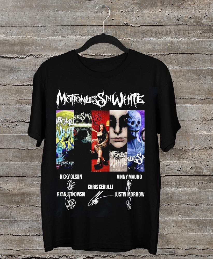 НОВАЯ Футболка унисекс Motionless In White Band Anniversary Signature Черная Все размеры VC2035