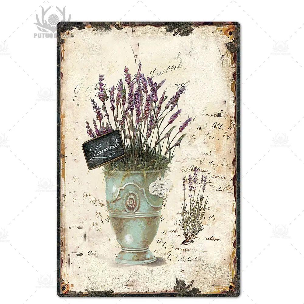 Оловянная вывеска в прованском стиле, французское деревенское металлическое настенное искусство 20x30 см