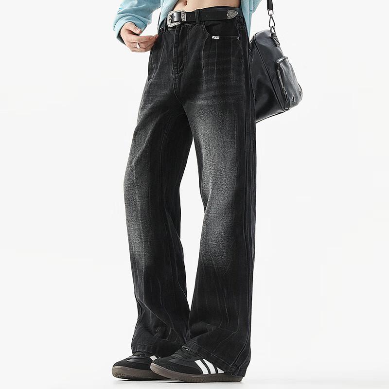 Fingercroxxit Мужские осенние повседневные рваные джинсы широкого кроя