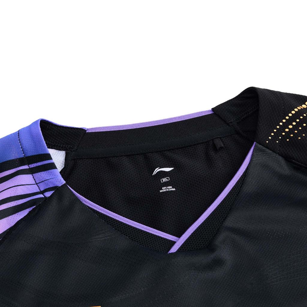 Li Ning Серия Бадминтон Спортивный Повседневный Простой Футболка с Коротким Рукавом Бадминтон Унисекс Топы Черный AAYV165-1