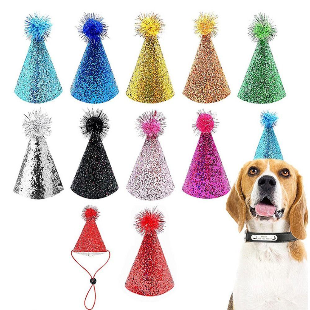 Decorative Dog Sparkling Hat Adjustable Cat Headgear Pets Accessories Cat Sequin Cap For Dogs Cats