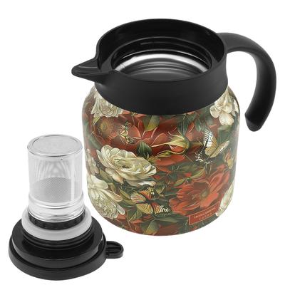 Чайник из нержавеющей стали Винтажный чайник с цветочным узором с ситечком Съемный изолированный чайник Бытовой чайник