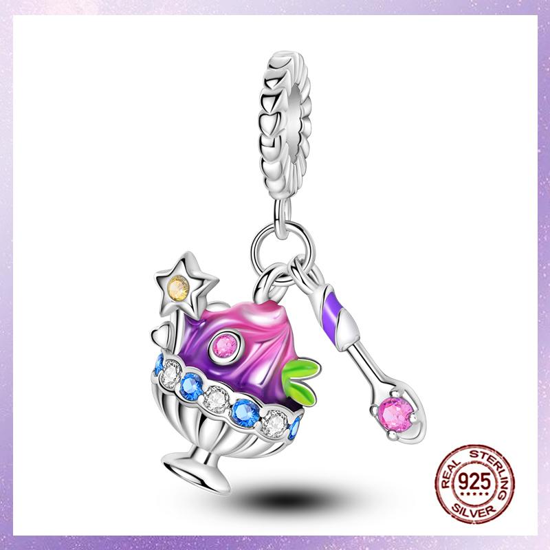 Фиолетовые Шармы Медный Fit Оригинальный Подвесной Браслет Бабочка Стекло Сердце Перо Клип Шарм Подвеска Светящаяся Бусина DIY Ювелирные Изделия