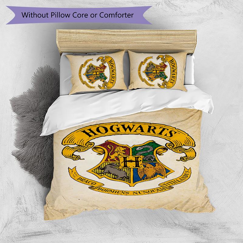 Harry Potter Pattern Printed 3PCS Bedding Set, Soft Skin-Friendly Washable Duvet Cover & Pillowcases Set
