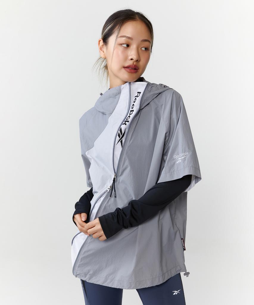 Reebok Hidden Ventilation Short Sleeve Hooded Anorak - Grey