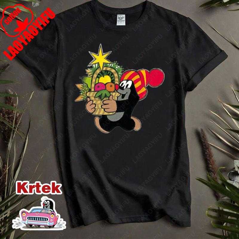 История Кротика Krtek Винтажный Мультфильм Аниме Футболка с Коротким Рукавом Мужская Женская Хлопок Круглый Вырез Повседневная Свободная Смешная Детская Модная Футболка