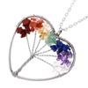 Life Tree Necklace 7 Complete Chakra Chain Gravel Zinc Alloy Peach Heart Women Accessories