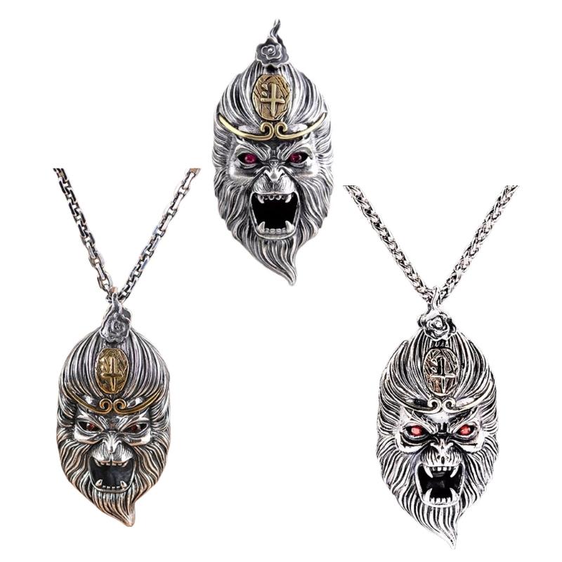 Регулируемое Игровое Ожерелье с Прочным Подвесом Король Обезьян, Посеребренная Латунь, Портативный Модный Аксессуар для Геймеров