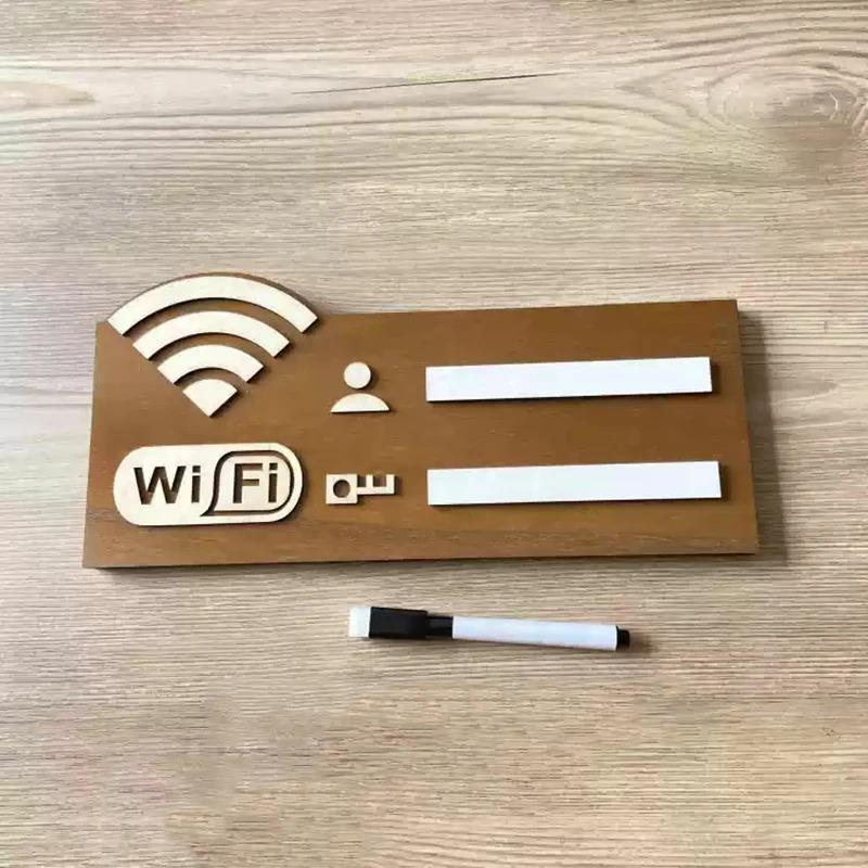 Знак WIFI Деревянные настенные наклейки с маркером, перезаписываемый почерк, учетная запись и пароль, многоразовые для общественных торговых вывесок