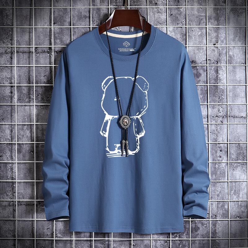 GMXIA Весна Осень Мужская футболка с длинным рукавом Мужская молодежная базовая мужская верхняя одежда с круглым вырезом Осенняя одежда Мужская футболка