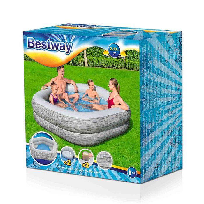 Bestway Piscine Gonflable Familiale 213x206x53 Cm +6 Ans Jardin 54423