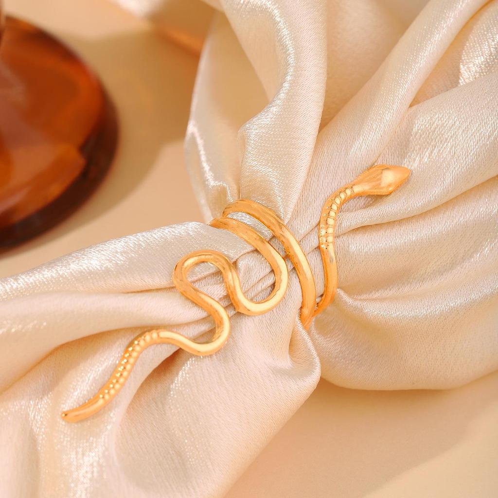 Gold-Plated Stainless Steel Snake-Shaped Open Ring