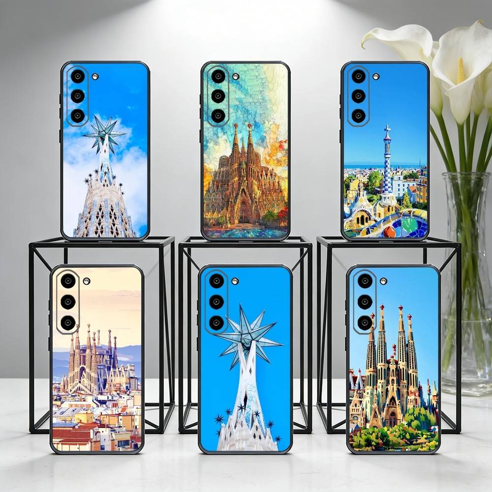 Архитектурный пейзаж Барселоны Чехол для телефона Samsung Galaxy A73, A72, A71, A70, A53, A52, A51, Другие Мягкий черный чехол