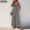 Women's Fashion Casual Summer Spring Geometric Print Sleeveless High Waist Trousers Jumpsuits & Rompers