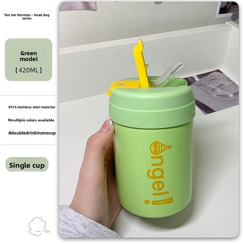 Childrens Travel Insulated Water Bottle With Straw Leakproof For Kids And Teens