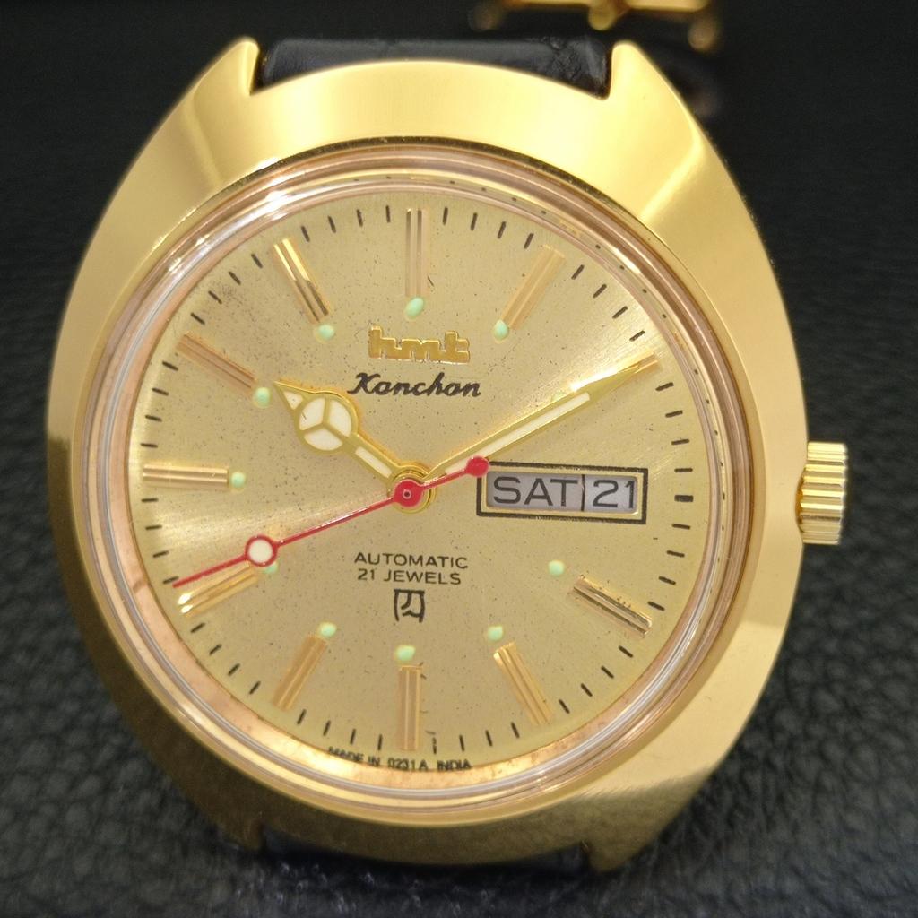 ВИНТАЖНЫЕ ЧАСЫ HMT KANCHAN 6501 АВТОМАТИЧЕСКИЕ ИНДИЙСКИЕ МУЖСКИЕ ЧАСЫ С ЗОЛОТИСТЫМ ЦИФЕРБЛАТОМ a441013-4