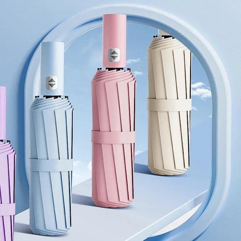 NEW 8 Bone Folding Umbrella Fully Automatic Double Bone SPF 50 UV Protection Rain Resistance Strong Wind Resitance Umbrella