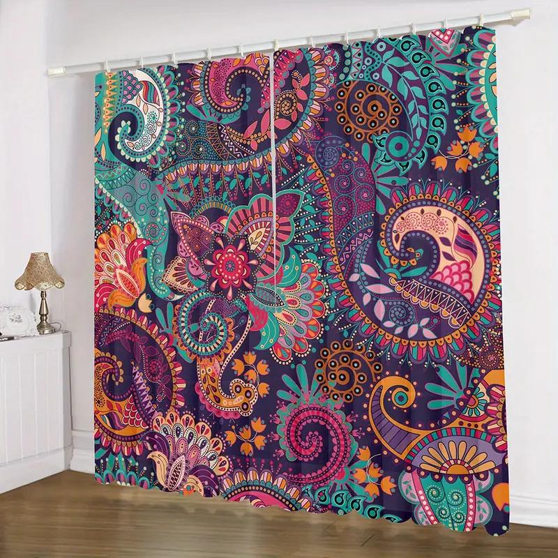 2 шт. полиэстеровых штор с узором в стиле бохо, для оформления окон в спальне, офисе, на кухне, в кабинете, дома, на бассейне, в ц