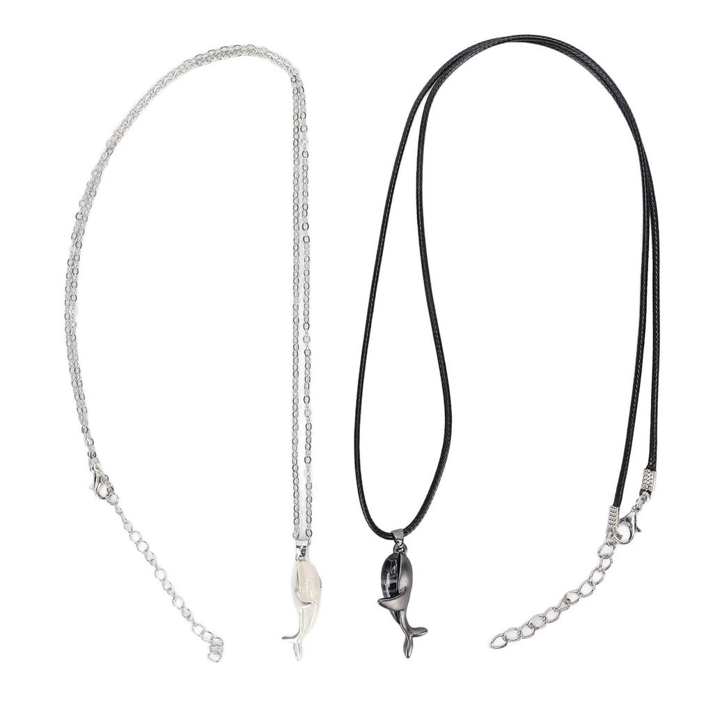 2pcs Couple Necklace Alloy Exquisite Cute Whale Shaped Pendant Magnet Necklace Jewelry Accessory Gift