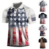 Men's Short Sleeved Shirt Independence Day Printed Three Button Men's Raglan Tops Shirt
