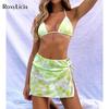 Tie Dye Halter Bikini Women Swimwear Female Swimsuit Three-pieces Bikini Set With Short Skirt Bather Bathing Suit
