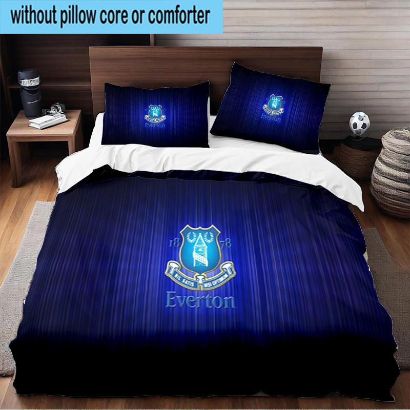 Football Club Everton 3PCS Print Bedding Set, Includes A Duvet Cover and Two Pillowcases for Bedroom, Dormitory, Suitable for All Seasons