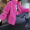 Флисовая утолщенная куртка женская трендовая зимняя двухсторонняя флисовая теплая водолазка женский кардиган воротник-стойка флисовая одежда женская