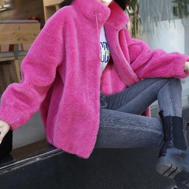 Флисовая утолщенная куртка женская трендовая зимняя двухсторонняя флисовая теплая водолазка женский кардиган воротник-стойка флисовая одежда женская