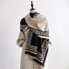 Thickened J Geometric Scarf Imitation Cashmere Women's Scarf Warm Color Matching Striped Tassel for Girlfriends
