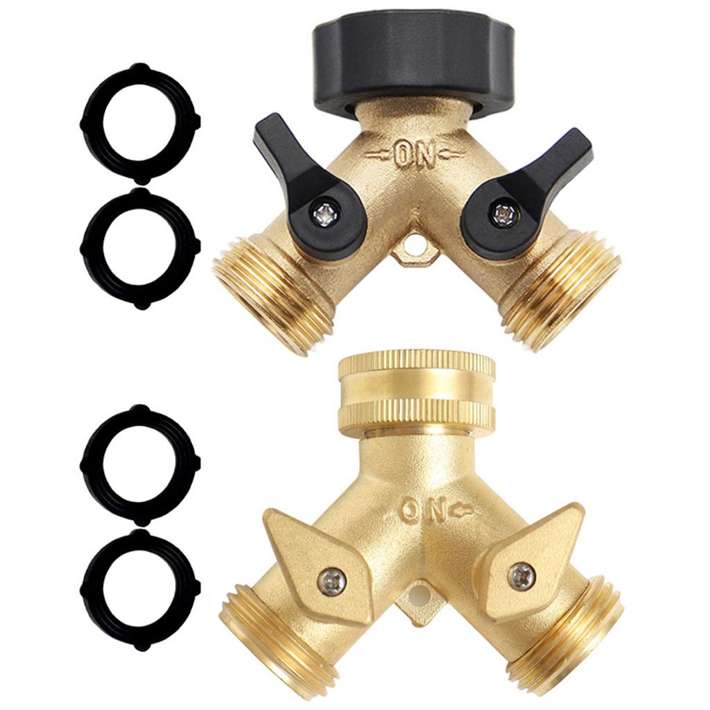 Brass Dual-Outlet Faucet Irrigation Ball Valve Adapter Garden Tap Hose Splitter Two Way Fitting 3/4 American Thread