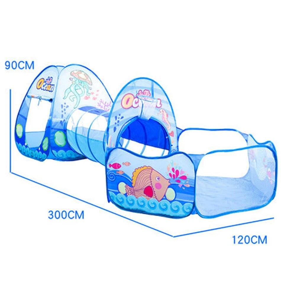 3 In 1 Baby Tent Playpen with Tunnel Children Ball Pool Large Portable Kids Tent Ball Pit Crawling Tunnel Kid Playground House