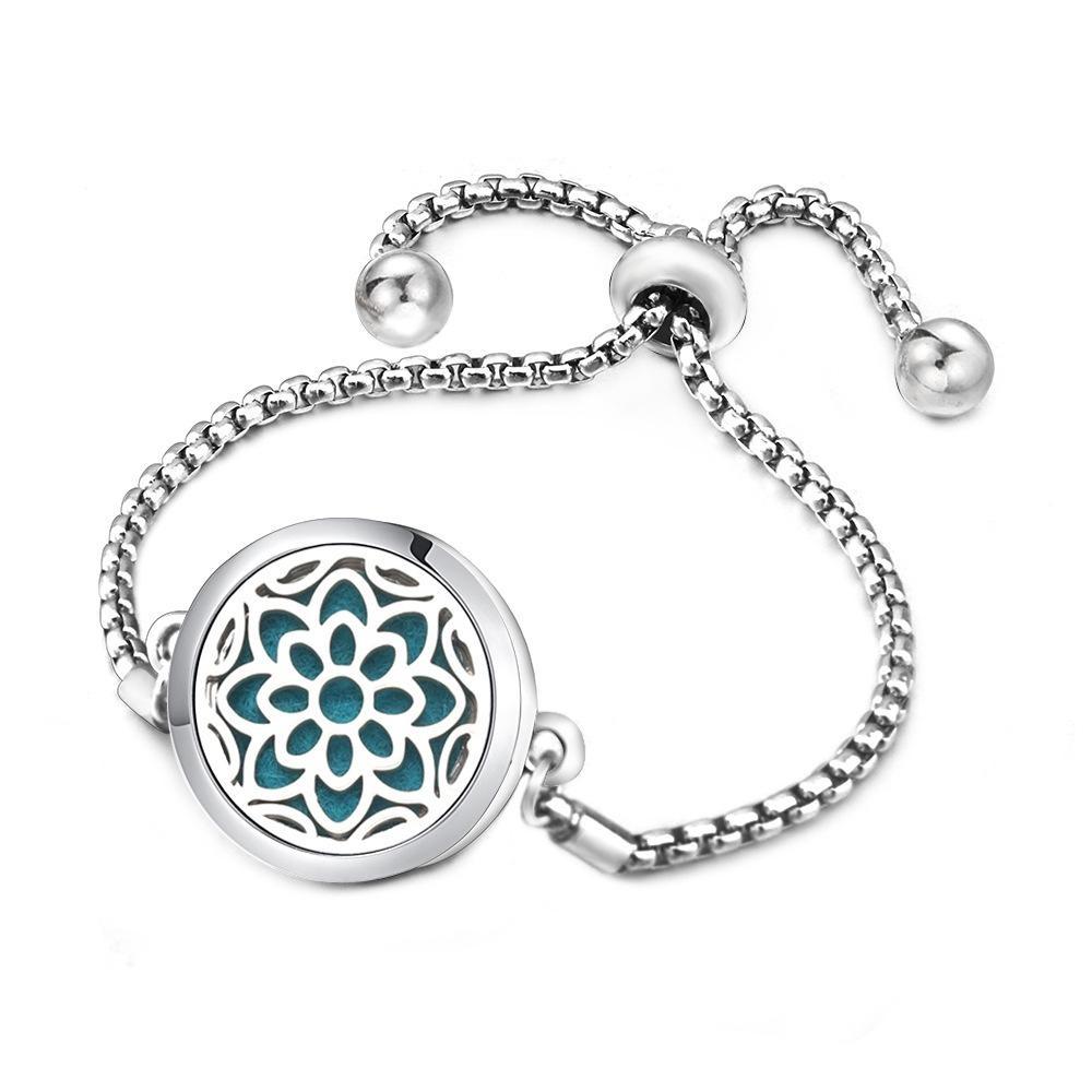 Браслет из нержавеющей стали для ароматерапии, цветок, полый диффузор для духов