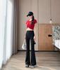 2025 Slim Fit Mesh Micro-Flare Pants with Pocket & Tummy Control