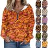 Женская толстовка с капюшоном с принтом Хэллоуина, длинными рукавами, карманами, свободной застежкой-молнией