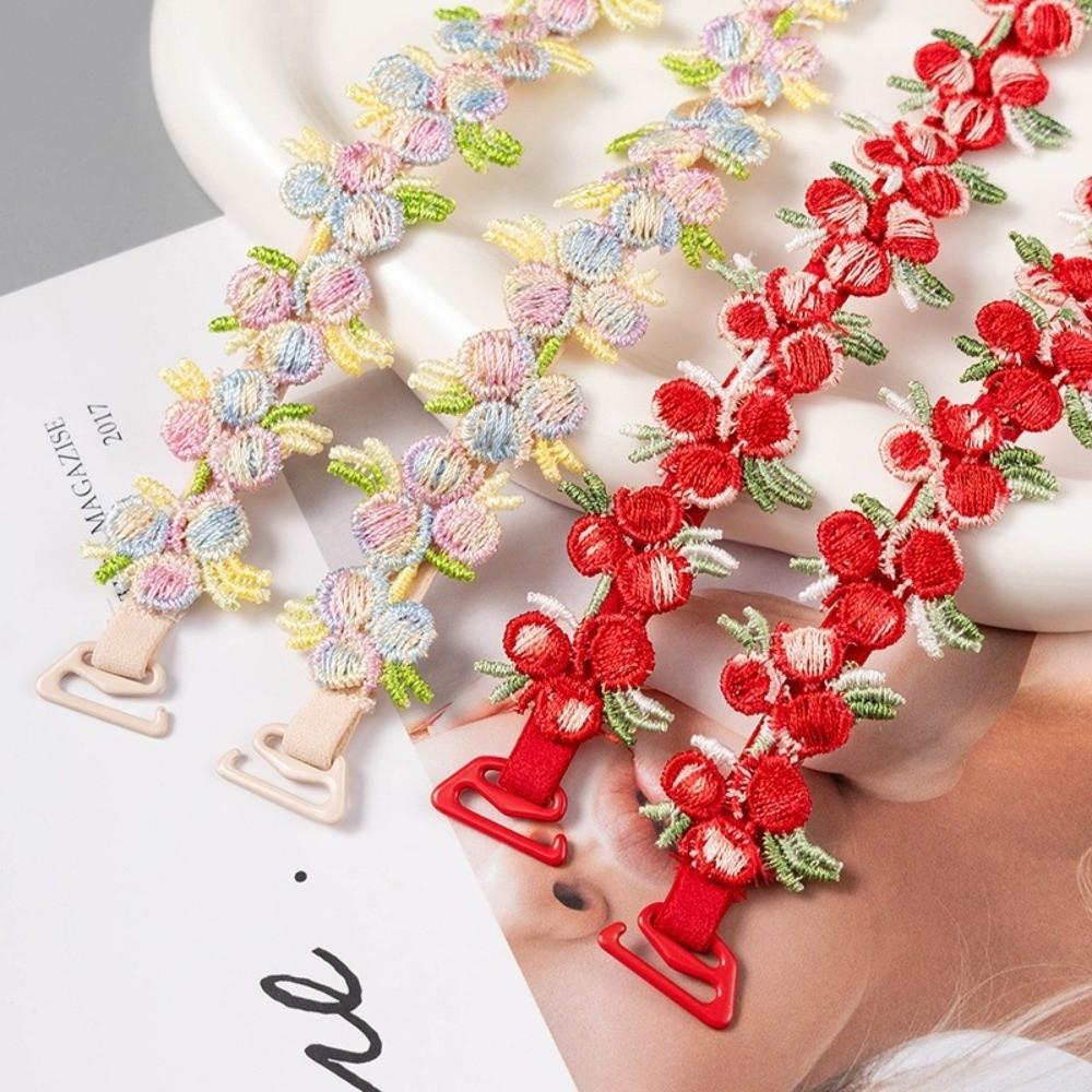 Elastic Floral Bra Straps Anti-slip Lingerie Strap Belt Floral Shoulder Belts  Wedding Party Dress