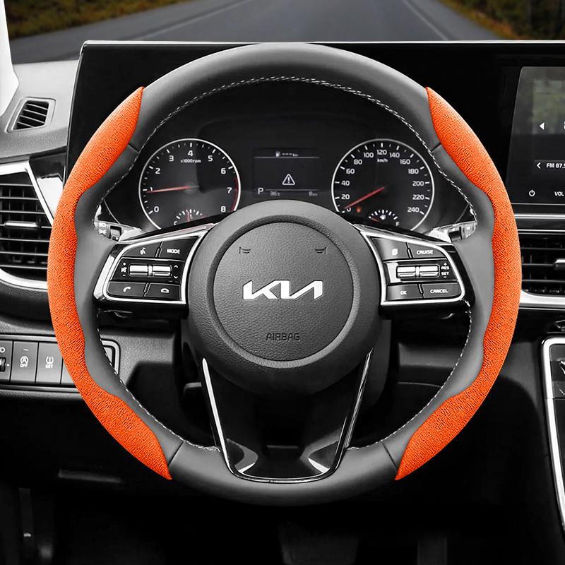 Подходит для Kia Нескользящая Пряжка Сегментированная Замшевая Накладка на Руль Подходит для Ceed Jd Picanto Sportage 3 Rio 4 Ev3 Cerato 2 Stonic Xceed Morning