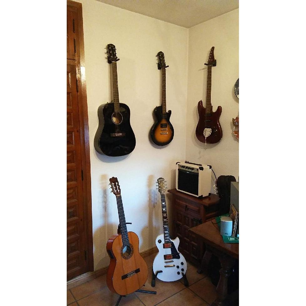 Guitar Hanger Hook Holder Wall Mount Display Acoustic Guitar Stand Ukulele Bass Mandolin Banjo Wall Mounts Hangers Black (1, 8)