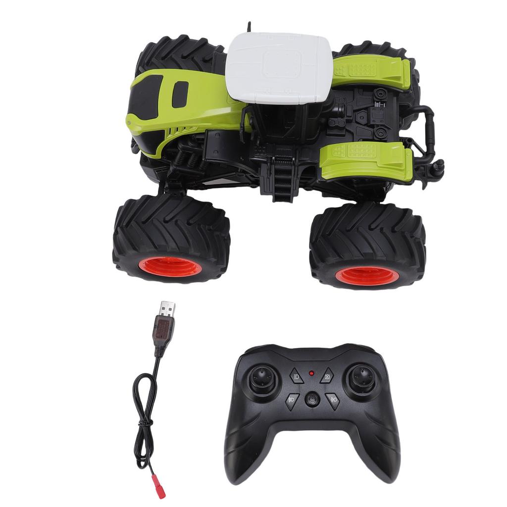 2.4Ghz Remote Control Tractor Toy Rechargeable Farm Toy Tractor with Light TPR Tires for Toddlers