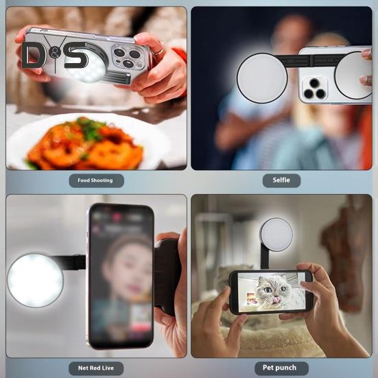 Магнитный заполняющий свет с зеркалом, 3 режима освещения, регулируемая яркость, компактный дизайн, светодиодный светильник для селфи, перезаряжаемый светильник для видеоконференций