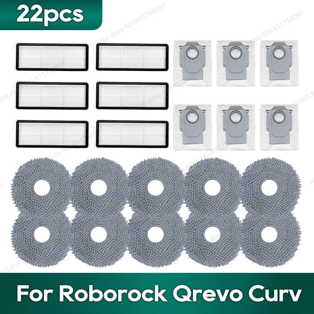 Compatible for Roborock Qrevo Curv / Edge Accessories Hepa Filter Rag Dust Bag Replacement Parts
