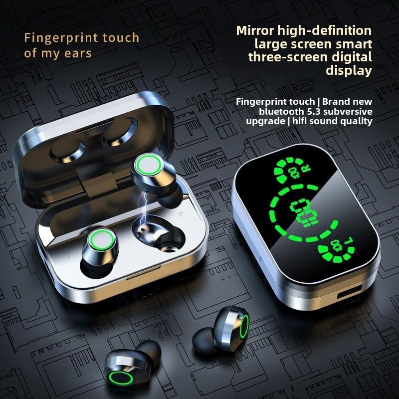 New Bluetooth Headset TWS Large Screen Intelligent Digital Display In-ear Breathing Light Sports Headset