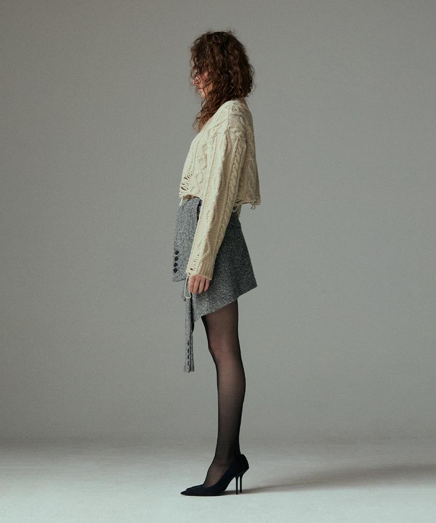 Meuameu Tweed Layered Cover-Up Skirt