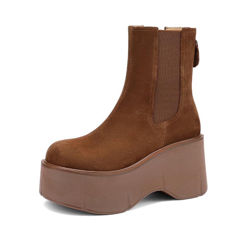 Замшевые ботильоны челси на плоской подошве, женские зимние туфли на платформе 2024 года, модные новые трендовые туфли для ходьбы, женские гладиаторские туфли Chaussures