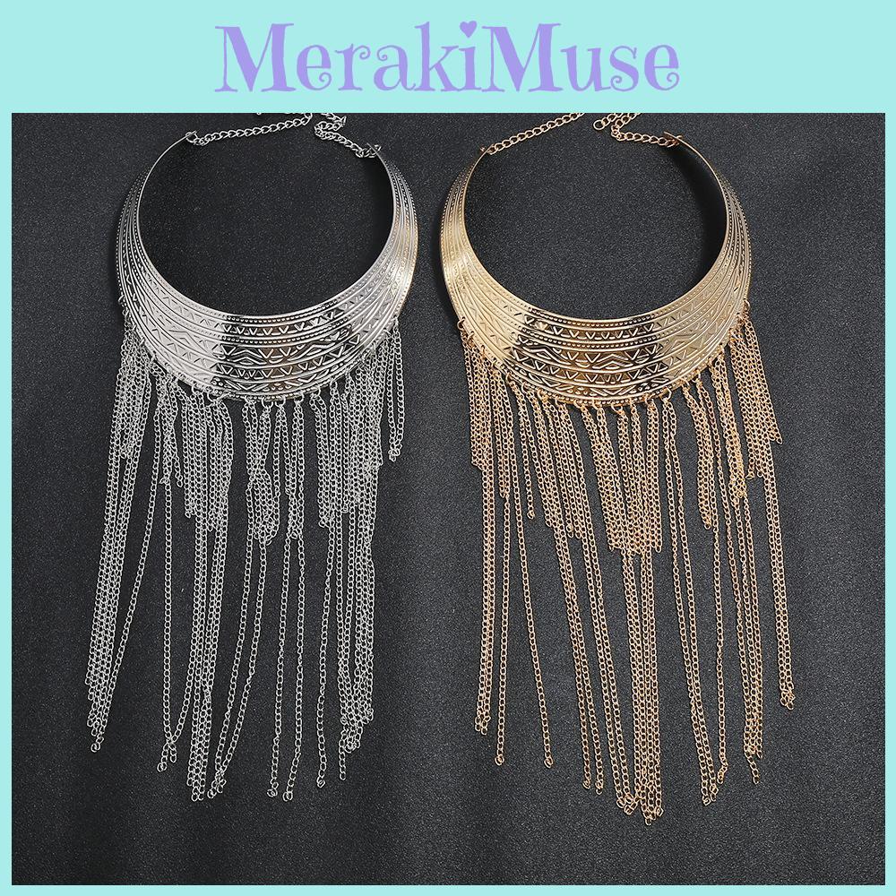Retro Multi Fashionable Layer Tassel Design Women Metal Necklace Sweaters For