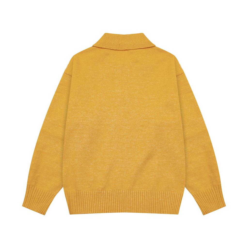 AMI Осень и Зима Новый Пуловер с Жаккардом в Виде Большого Сердца из Шерсти Ami De Coeur с Воротником Поло Парный Свитер