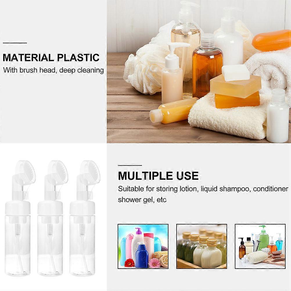 Mousse Foams Bottle Brush Head for Facial Cleanser with 3Pcs Empty Bottles