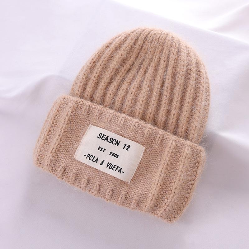 2022 зимняя шапка из кроличьего меха для женщин, мягкие теплые пушистые однотонные вязаные шапки из ангоры, кашемировые шерстяные шапочки Skullies