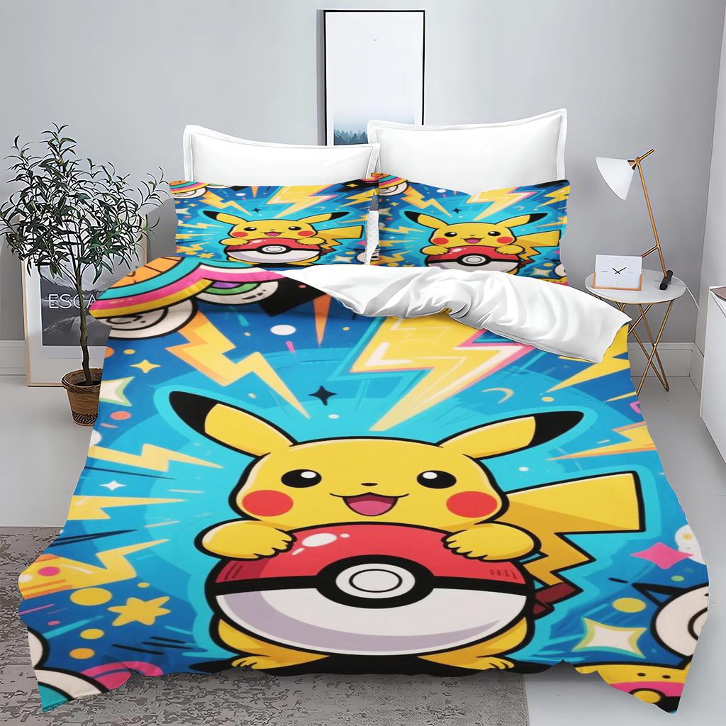 Comforter Pokémon Tuya Anime Home Bedroom Comforte Nordic Polyester Material Suitable For Children And Adults 3-Piece Set