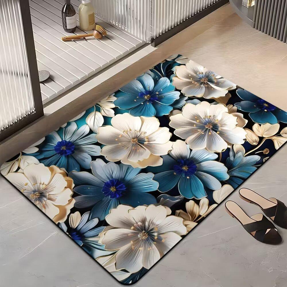 Ins Light Luxury Home Коврик для ванной комнаты Впитывающий нескользящий Простой в уходе Мягкий коврик для двери ванной комнаты Быстросохнущий коврик