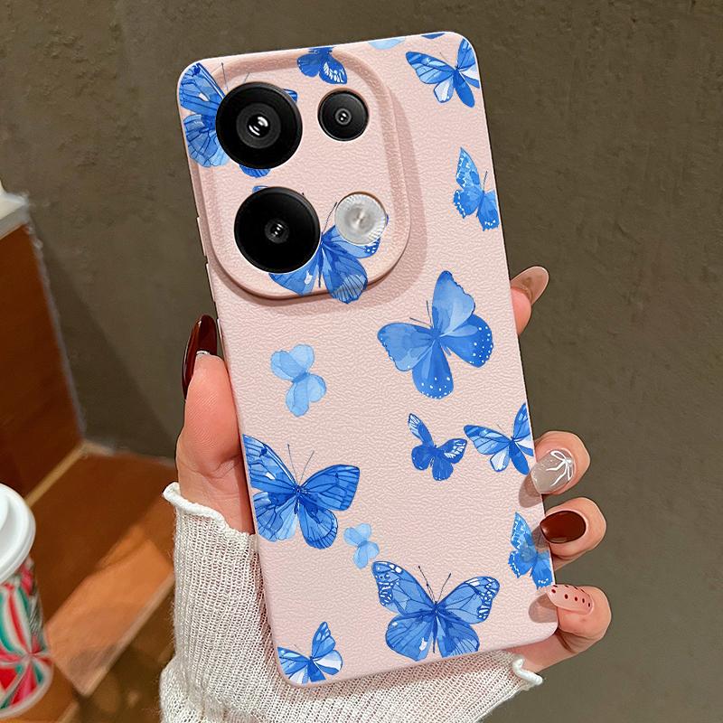 Мягкий силиконовый чехол с рисунком бабочки для Xiaomi 13t Poco X6 M6 Pro Redmi Note 14 13 12 11 10 Pro, противоударный кожаный текстурный однотонный чехол